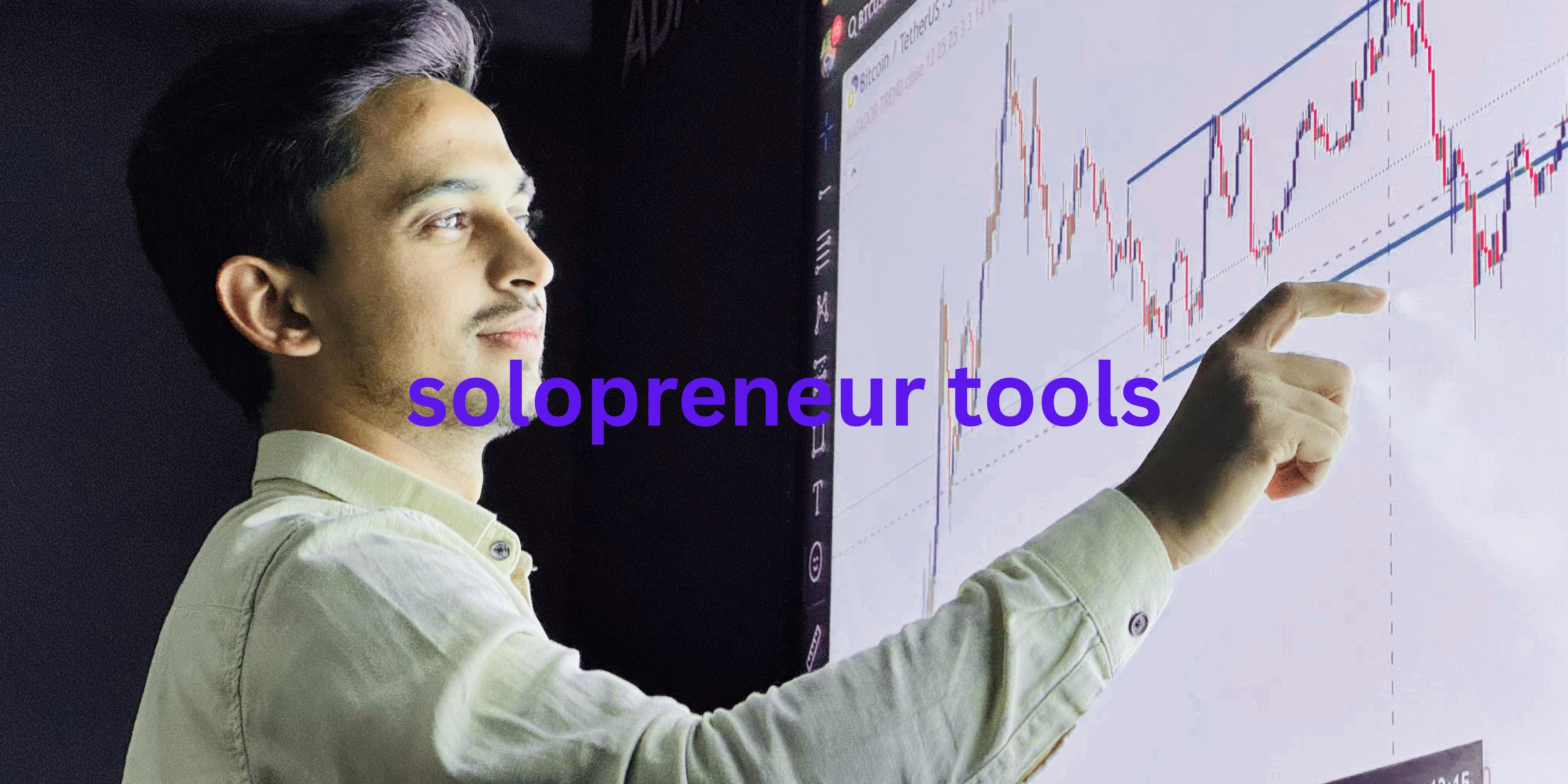 a person looking at market trends on a wide screen